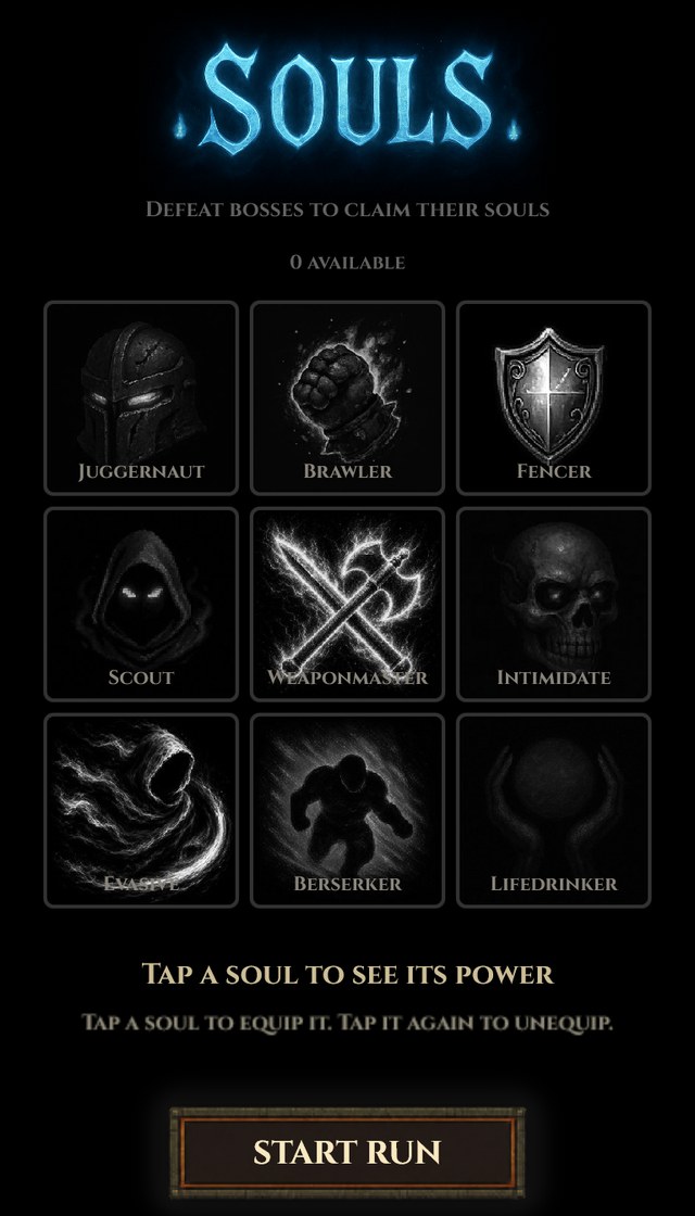 The Souls selection screen